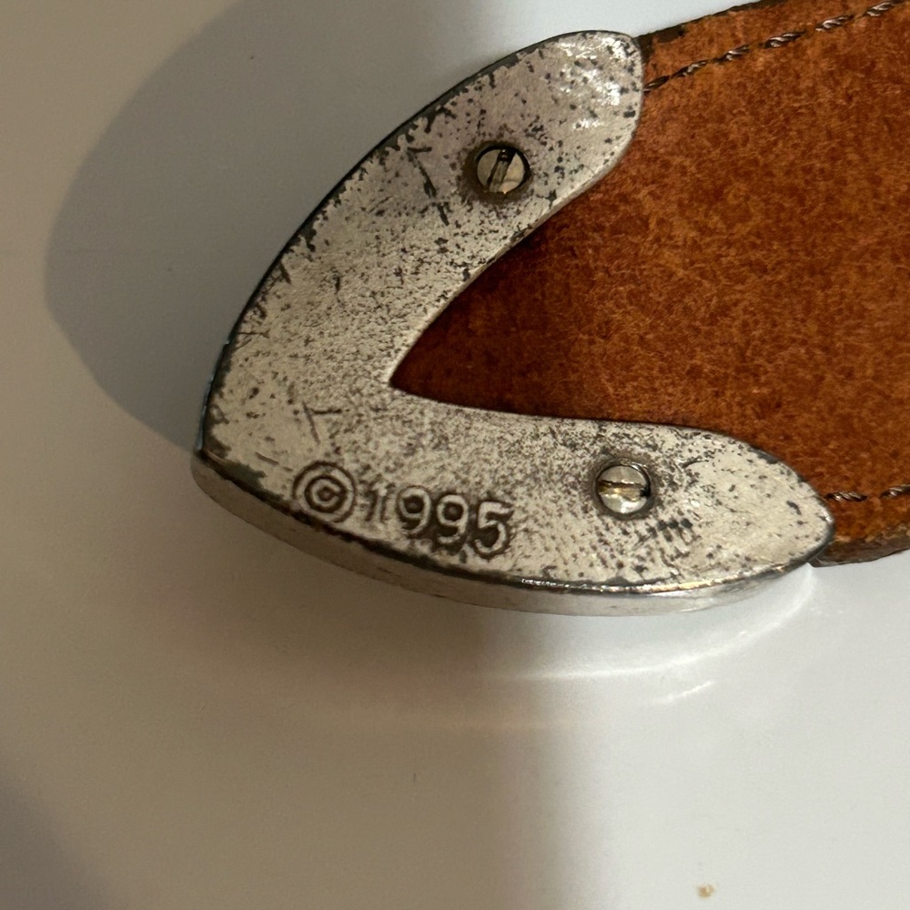 VTG Brighton Brown Leather Women's Belt Silver Heart Hardware 32/L - Picture 8 of 17
